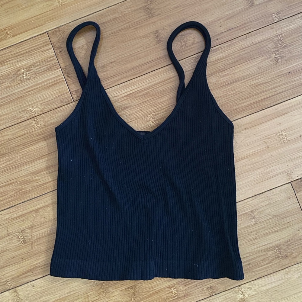 Black Ribbed Women's Top